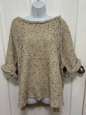Free People Marsala Oversized Tweed Sweater Wool Blend Cream Confetti Small